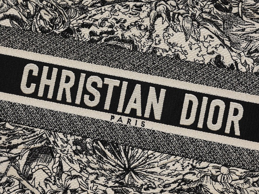 中號 BOOK TOTE 手袋奶白色和黑色 Dior Zodiac 刺繡_7