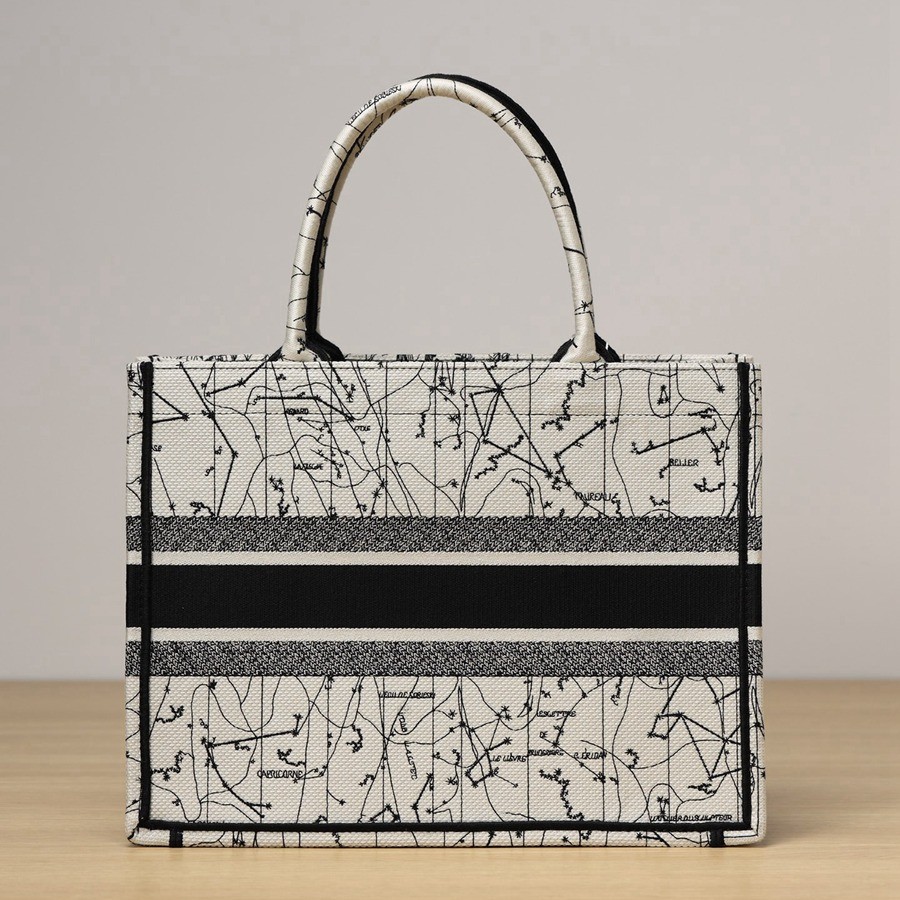 中號 BOOK TOTE 手袋奶白色和黑色 Dior Zodiac 刺繡_3
