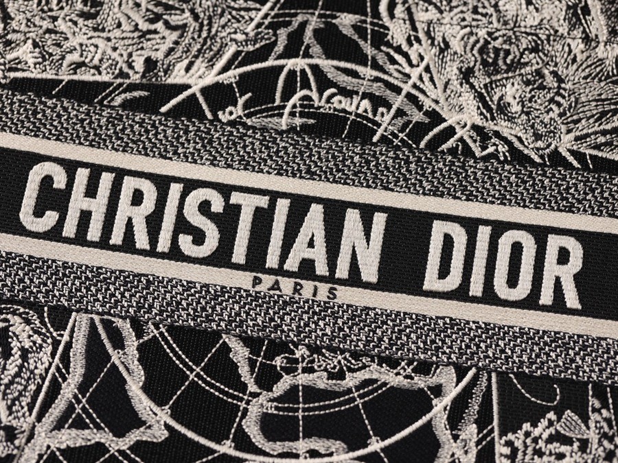 中號BOOK TOTE手袋黑色和白色 Dior Around the World 圖案刺繡_6