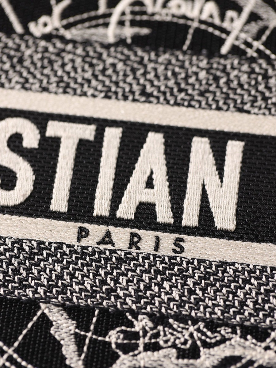 中號BOOK TOTE手袋黑色和白色 Dior Around the World 圖案刺繡_7