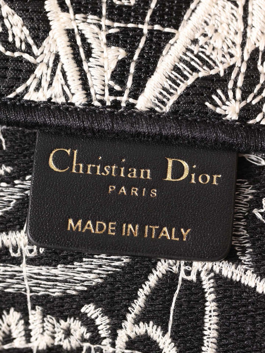 中號BOOK TOTE手袋黑色和白色 Dior Around the World 圖案刺繡_12