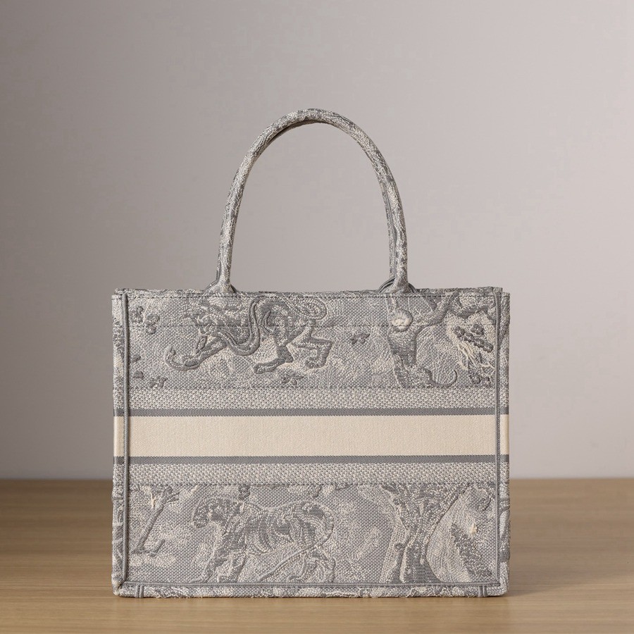 中號BOOK TOTE 手袋灰色刺繡 Reverse 茹伊印花_4