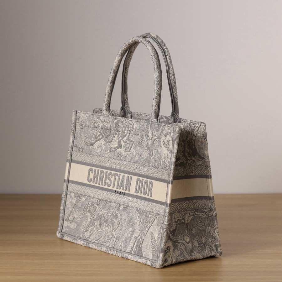 中號BOOK TOTE 手袋灰色刺繡 Reverse 茹伊印花_3