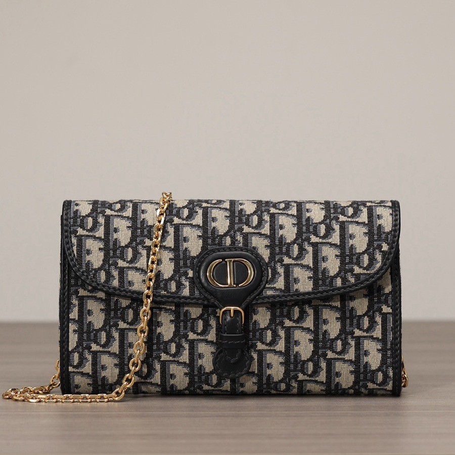 DIOR BOBBY EAST-WEST 鏈條手袋藍色 Oblique 印花_1