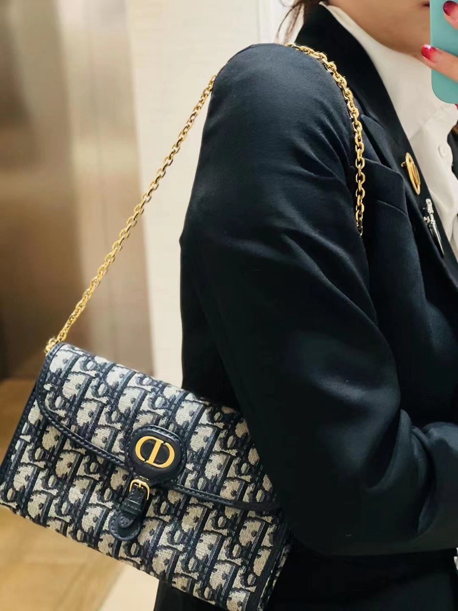 DIOR BOBBY EAST-WEST 鏈條手袋藍色 Oblique 印花_12