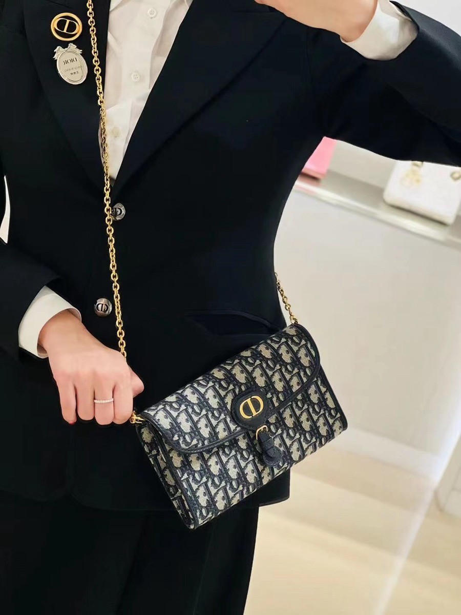 DIOR BOBBY EAST-WEST 鏈條手袋藍色 Oblique 印花_13