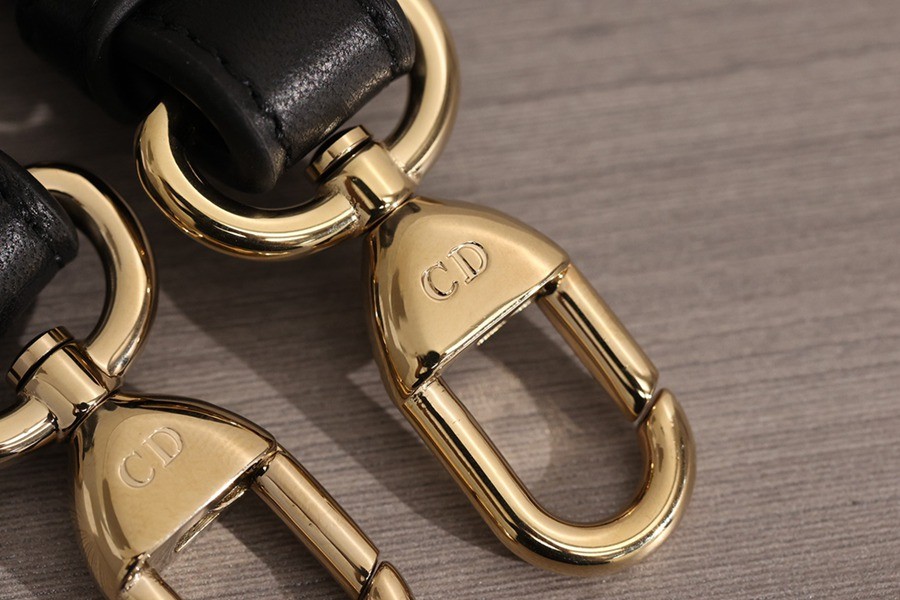 小號 LADY DIOR MY ABCDIOR 四格戴妃包黑色羊皮金扣_9