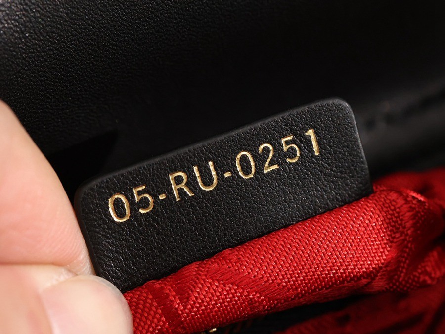 小號 LADY DIOR MY ABCDIOR 四格戴妃包黑色羊皮金扣_18