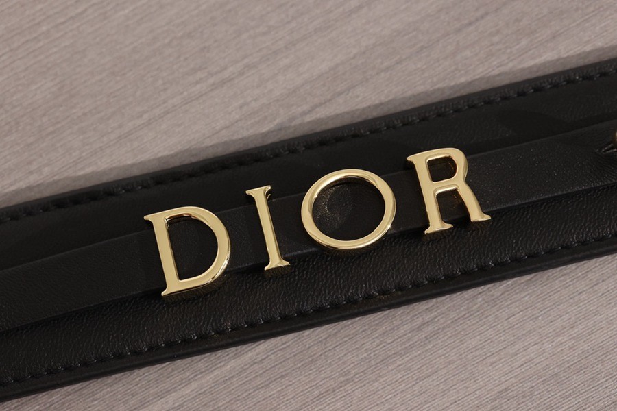 小號 LADY DIOR MY ABCDIOR 四格戴妃包黑色羊皮金扣_19
