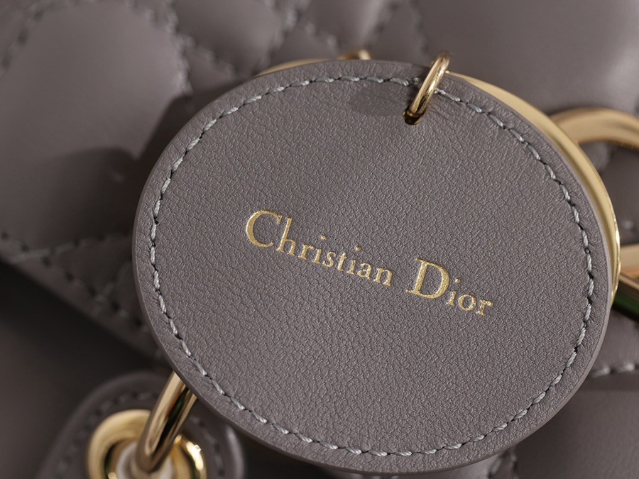 小號 LADY DIOR MY ABCDIOR 手袋四格戴妃包大象灰羊皮金扣_11