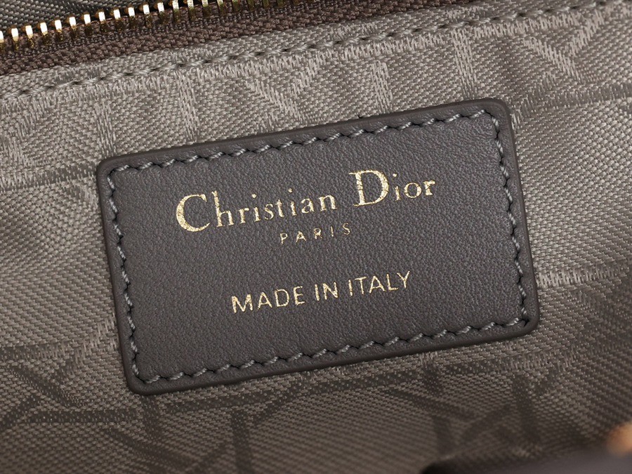 小號 LADY DIOR MY ABCDIOR 手袋四格戴妃包大象灰羊皮金扣_15