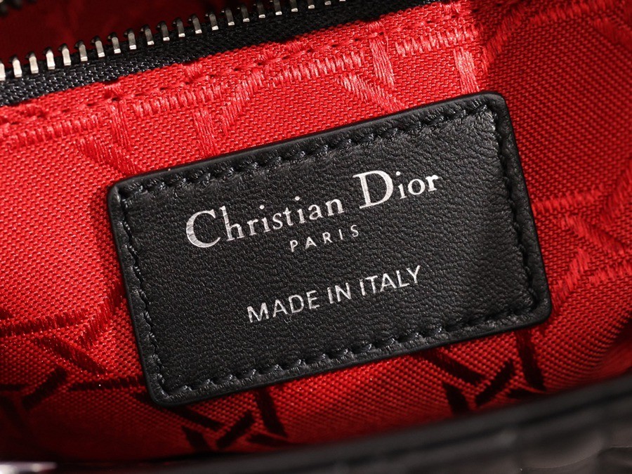 小號 LADY DIOR MY ABCDIOR 手袋 四格戴妃包黑色羊皮銀扣_11