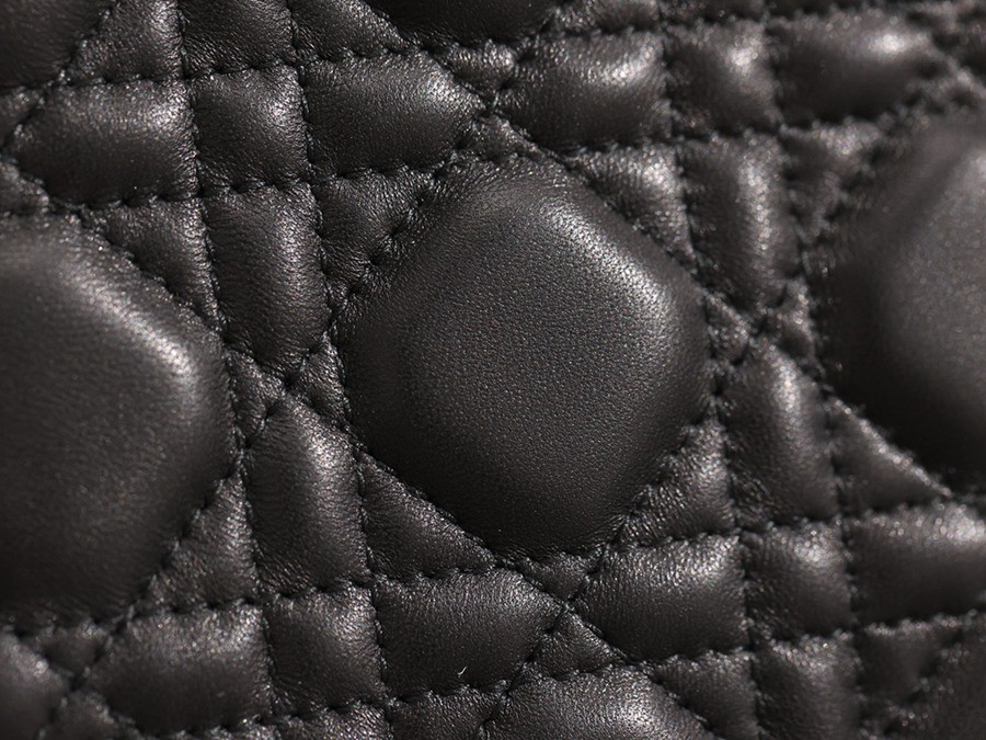 小號 LADY DIOR MY ABCDIOR 手袋 四格戴妃包黑色羊皮銀扣_17