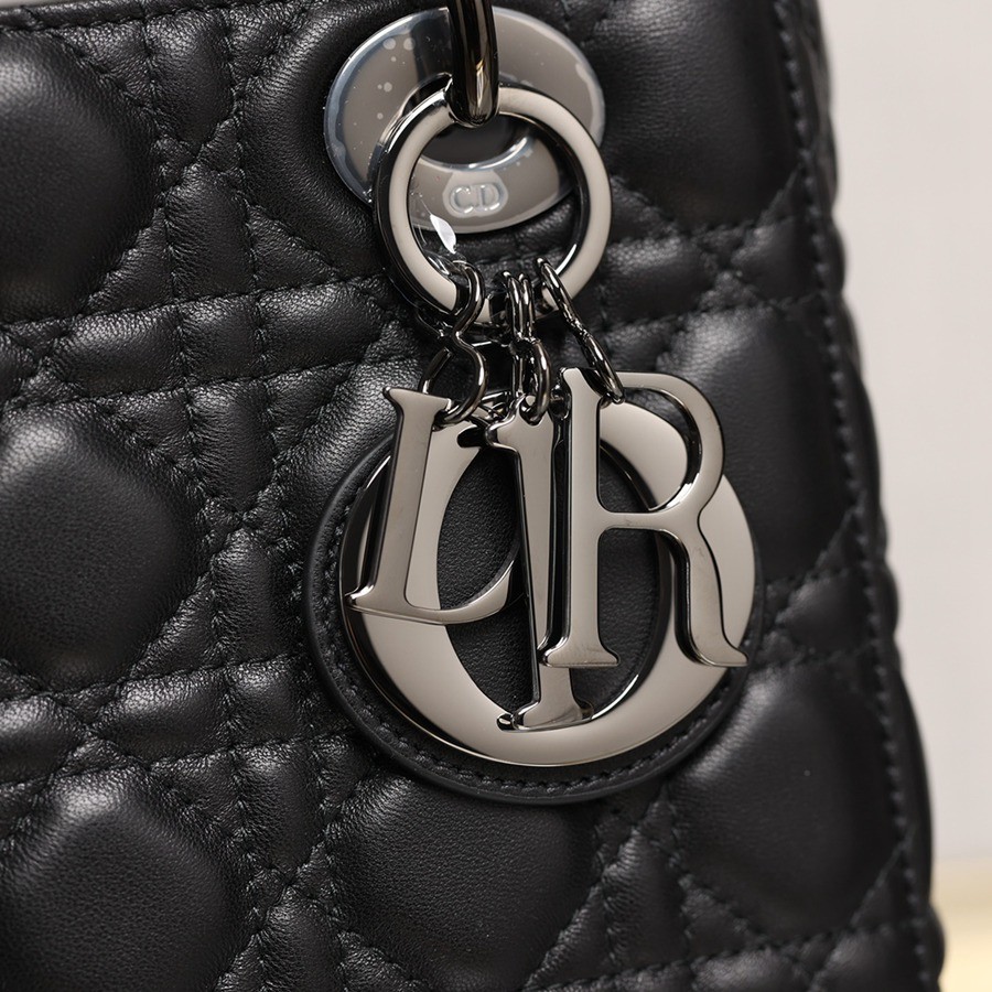 小號 LADY DIOR MY ABCDIOR 手袋四格戴妃包羊皮黑色槍扣_8