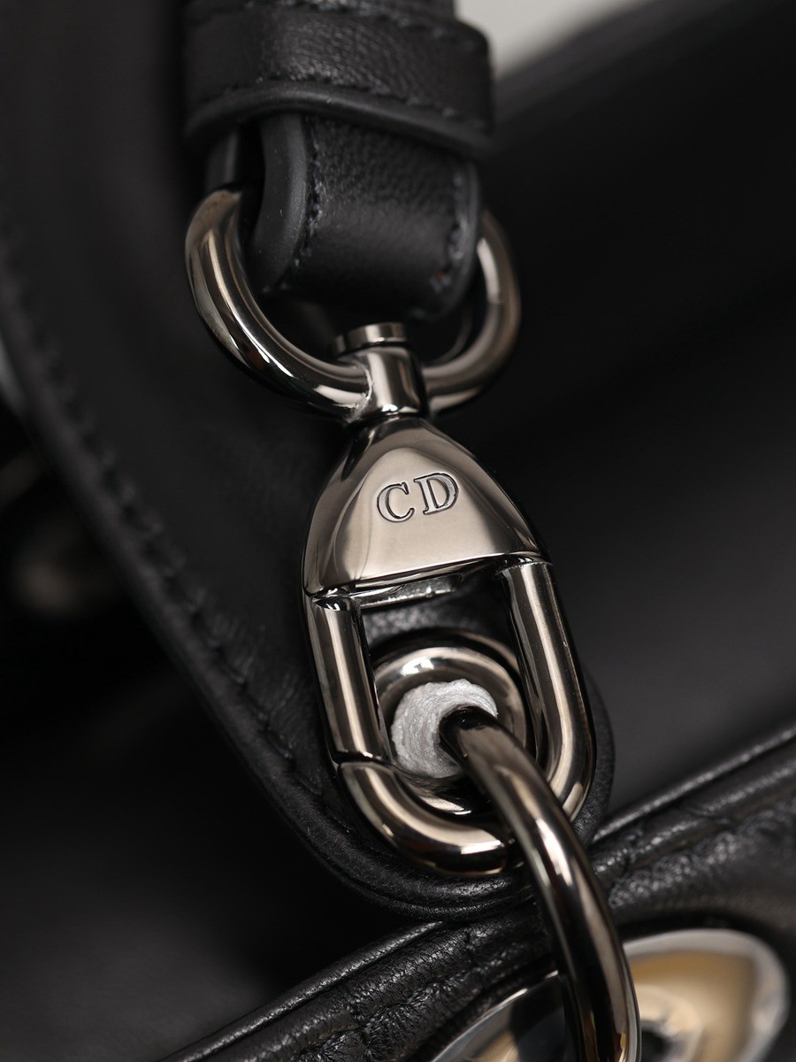 小號 LADY DIOR MY ABCDIOR 手袋四格戴妃包羊皮黑色槍扣_9