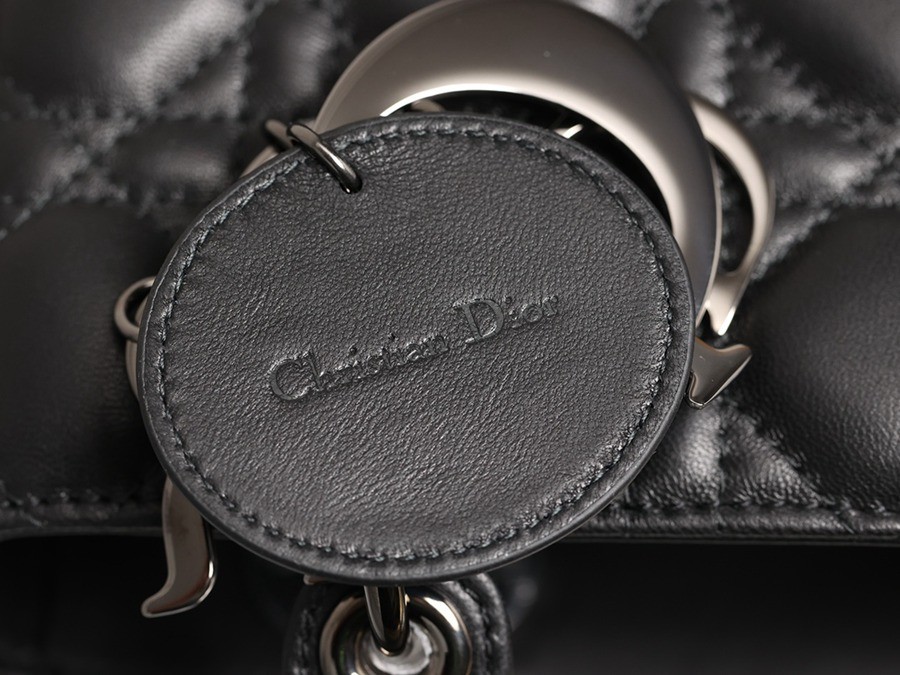 小號 LADY DIOR MY ABCDIOR 手袋四格戴妃包羊皮黑色槍扣_11