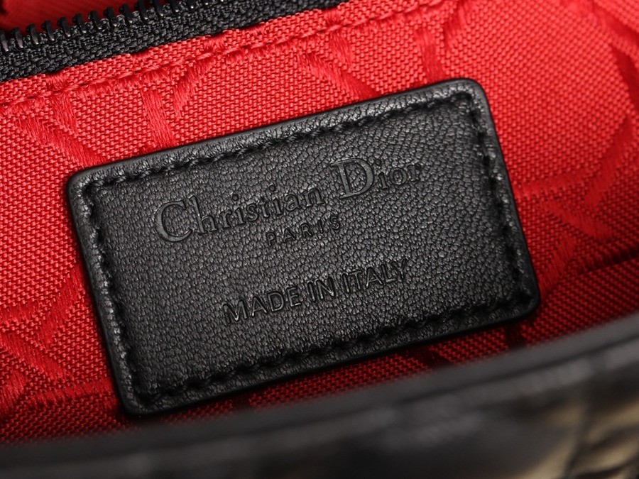 小號 LADY DIOR MY ABCDIOR 手袋四格戴妃包羊皮黑色槍扣_15