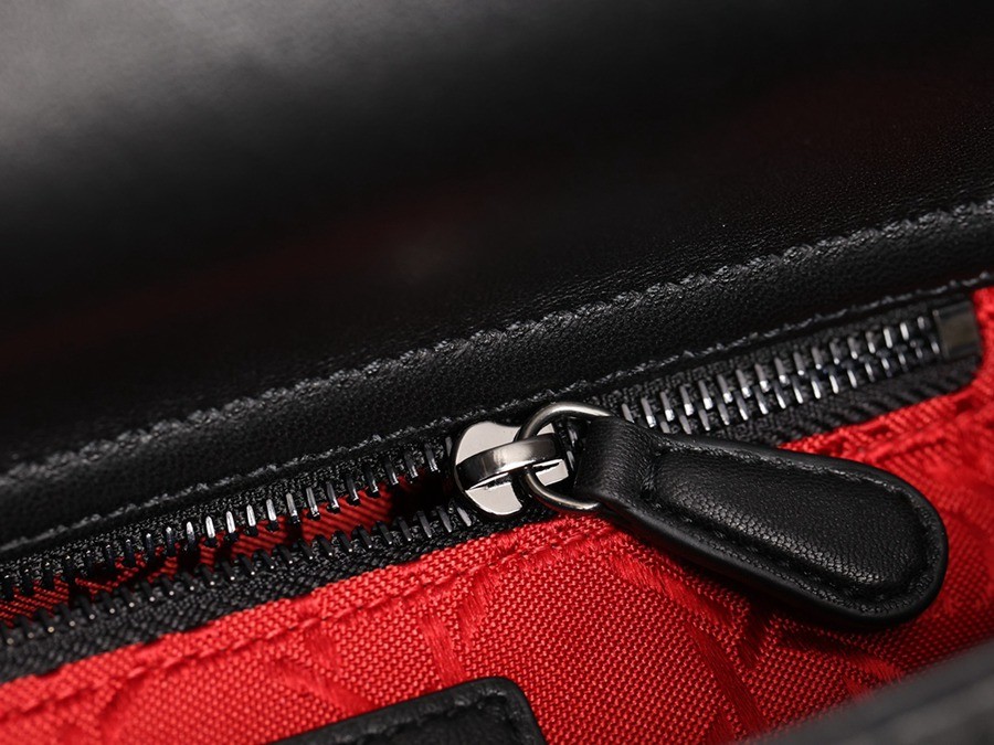 小號 LADY DIOR MY ABCDIOR 手袋四格戴妃包羊皮黑色槍扣_16