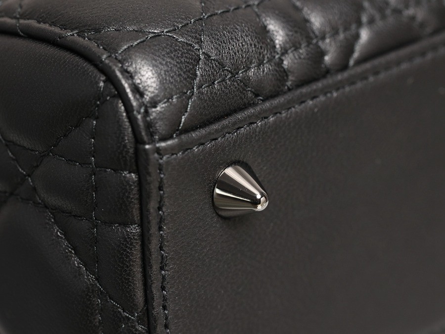 小號 LADY DIOR MY ABCDIOR 手袋四格戴妃包羊皮黑色槍扣_18