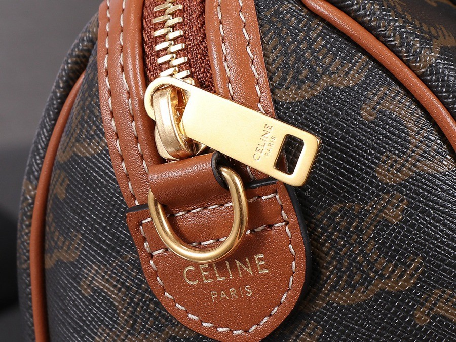 小號標誌印花牛皮革波士頓包 黃褐色_10