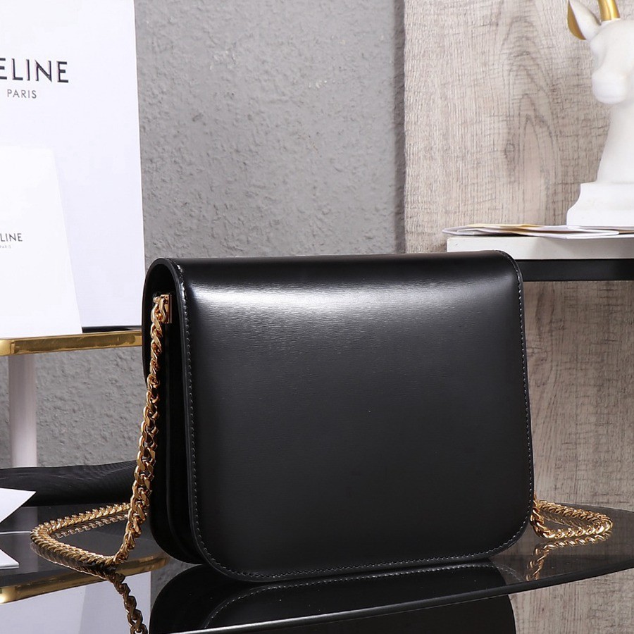 CELINE 23s COLLEGE Triomphe亮澤牛皮革鏈條手袋_3