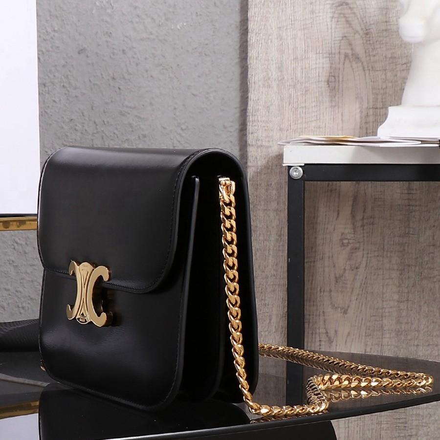 CELINE 23s COLLEGE Triomphe亮澤牛皮革鏈條手袋_2