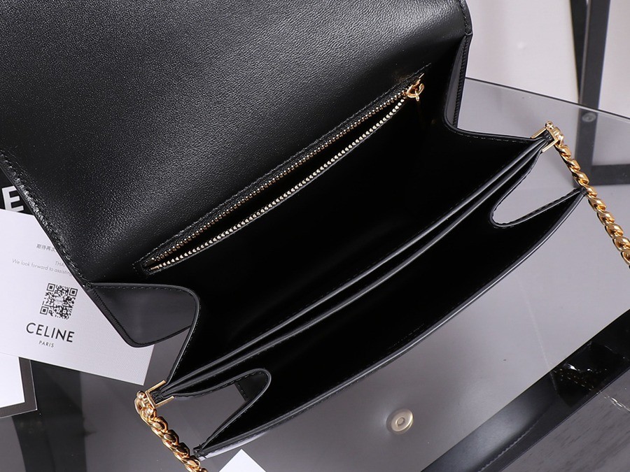 CELINE 23s COLLEGE Triomphe亮澤牛皮革鏈條手袋_8