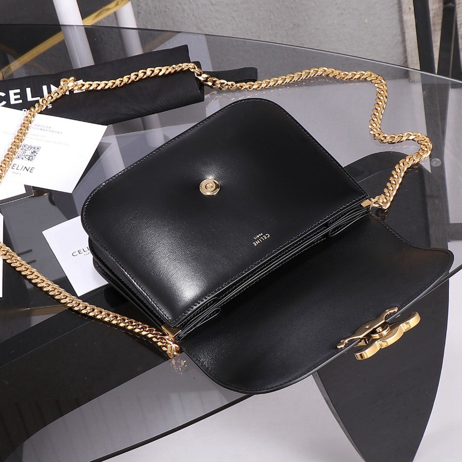 CELINE 23s COLLEGE Triomphe亮澤牛皮革鏈條手袋_7