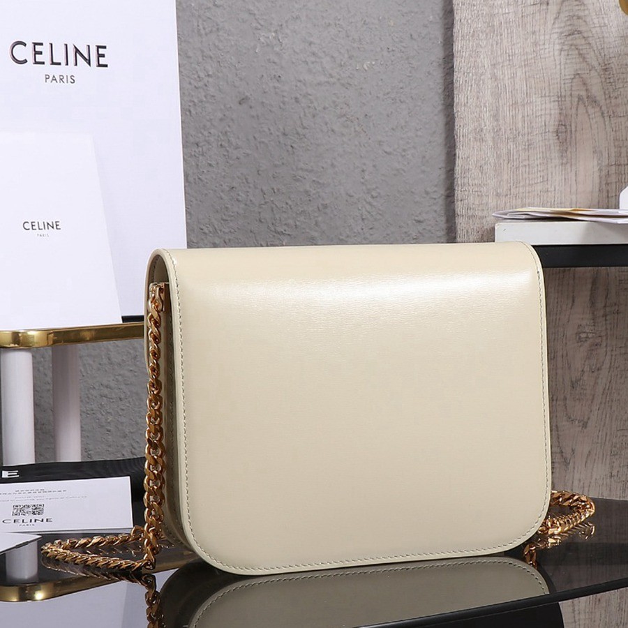 CELINE 23s COLLEGE Triomphe亮澤牛皮革鏈條手袋_3