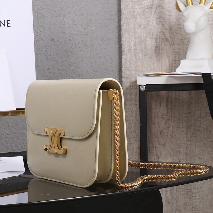 CELINE 23s COLLEGE Triomphe亮澤牛皮革鏈條手袋_2