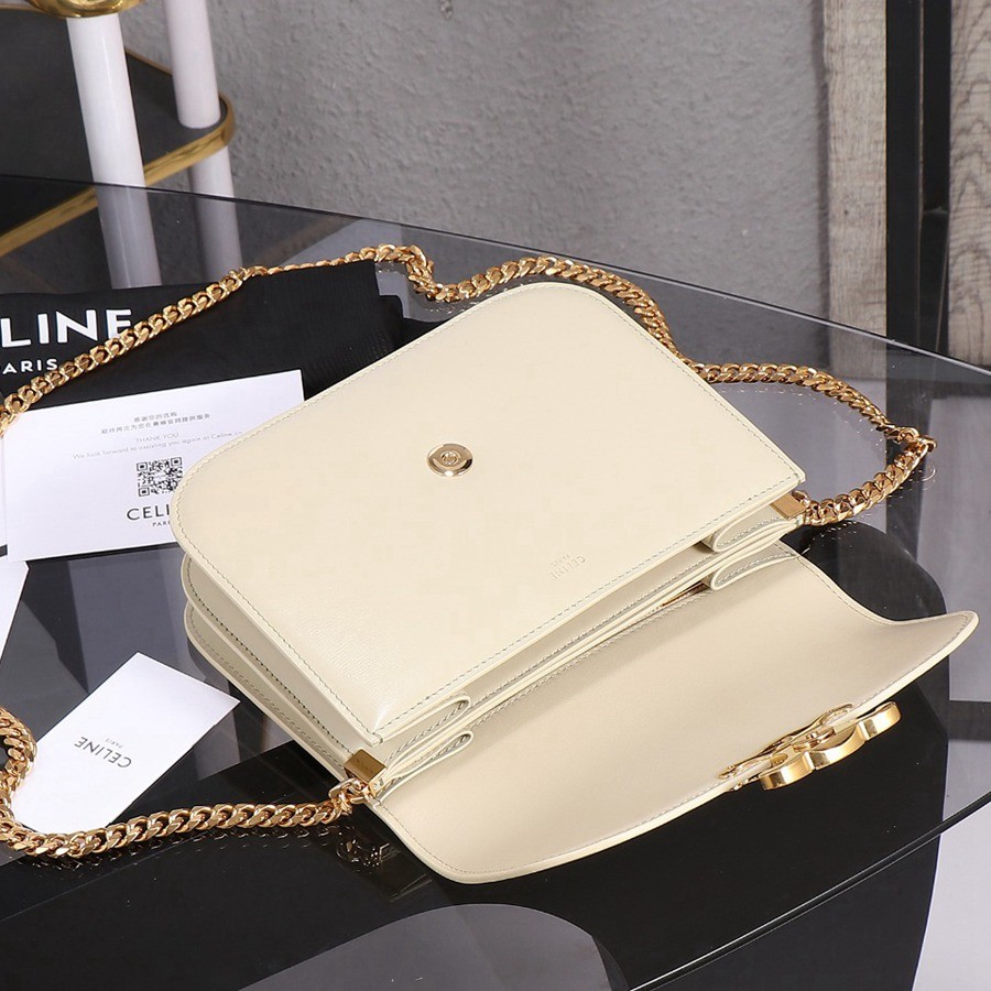 CELINE 23s COLLEGE Triomphe亮澤牛皮革鏈條手袋_5