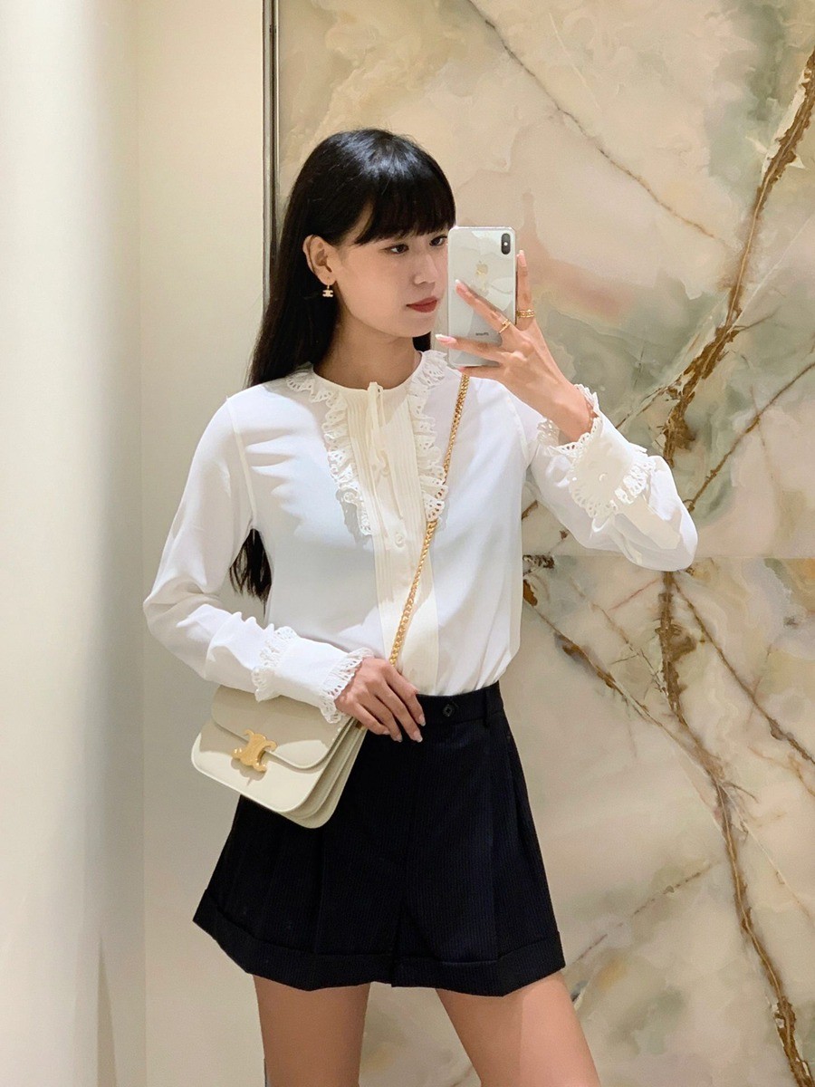 CELINE 23s COLLEGE Triomphe亮澤牛皮革鏈條手袋_18