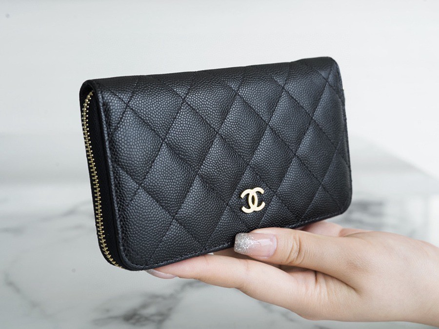 「Classic Flap」經典拉鏈中長夾 黑金_3