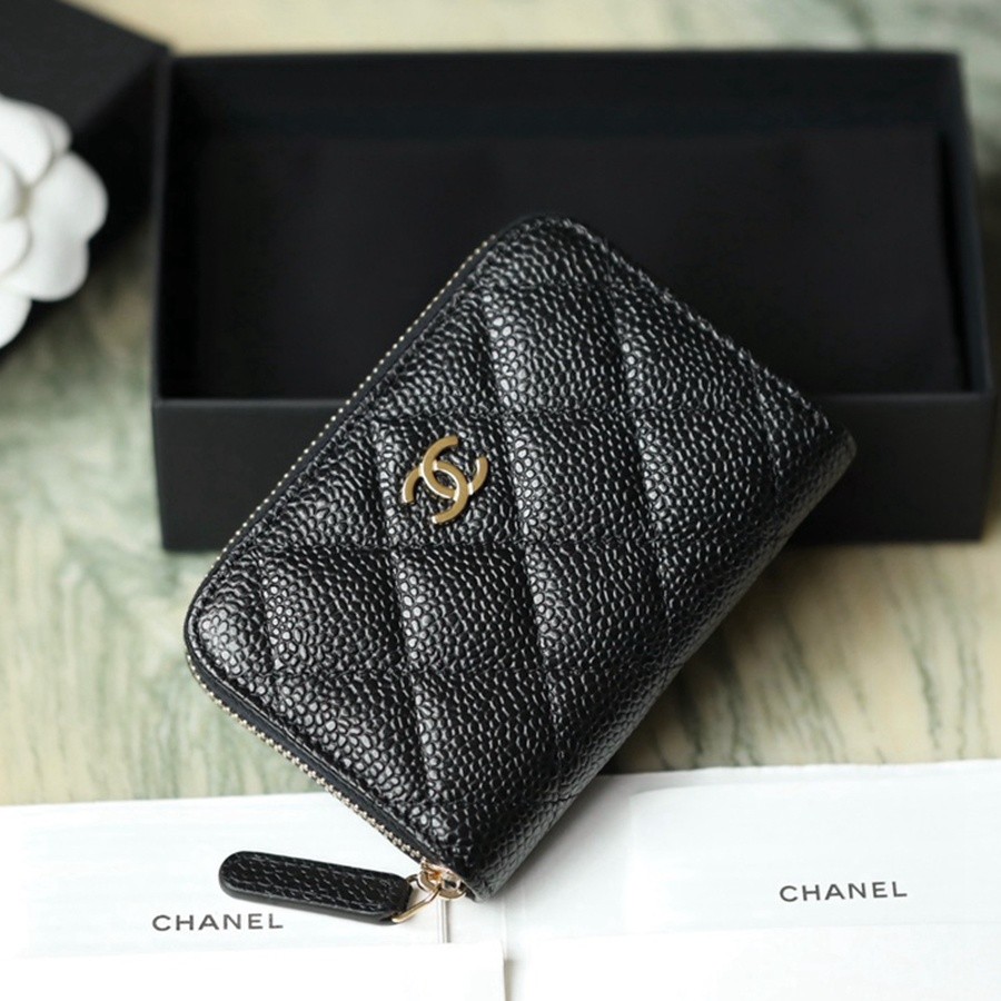 小香 Classic 經典拉鏈零錢包 魚子醬 黑金_3