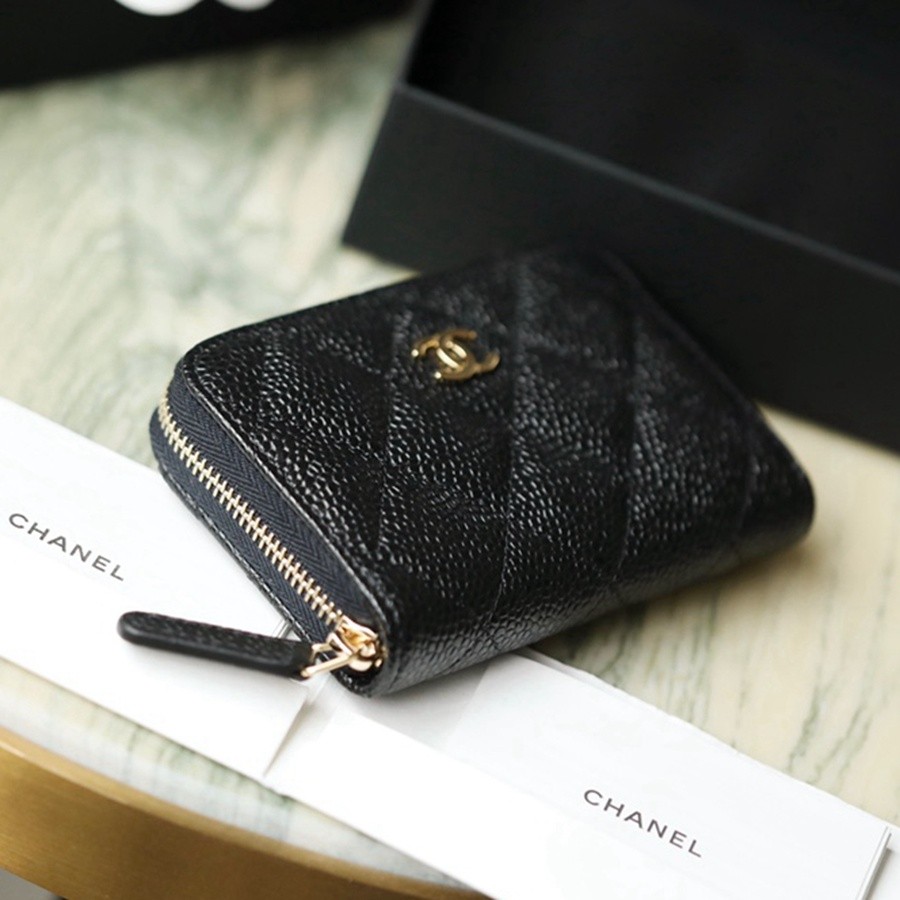 小香 Classic 經典拉鏈零錢包 魚子醬 黑金_5