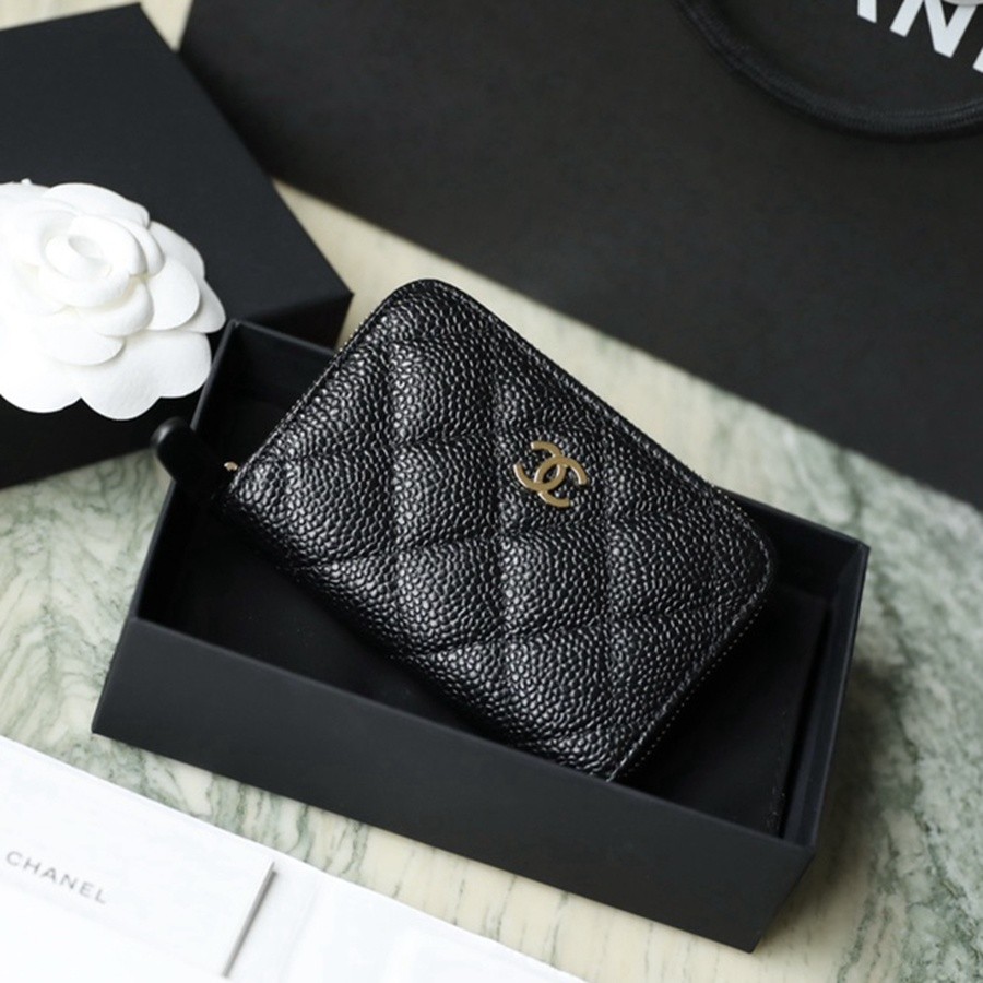 小香 Classic 經典拉鏈零錢包 魚子醬 黑金_13