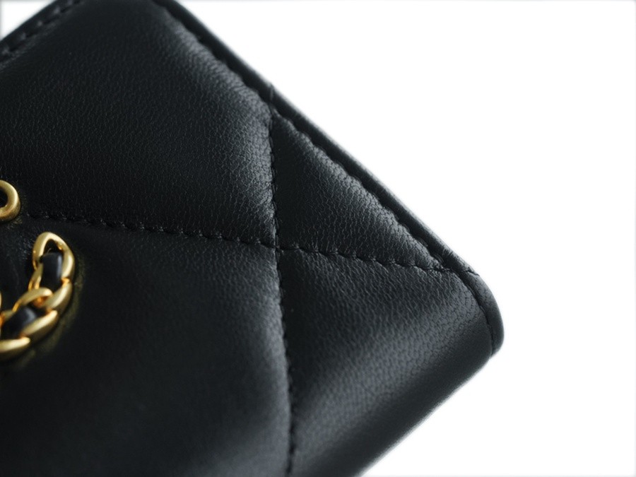 19系列拉鏈零錢卡包 羊皮黑金_10