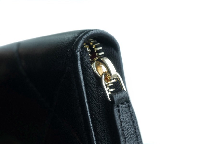 19系列拉鏈零錢卡包 羊皮黑金_12