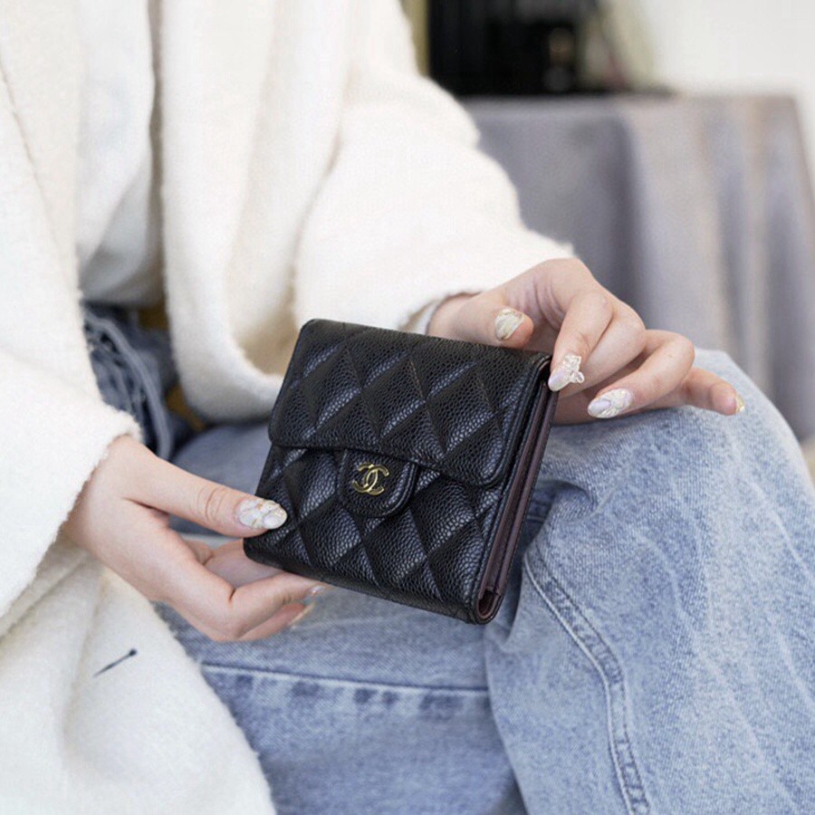 「Classic Flap」經典三折短夾 牛皮黑金_2