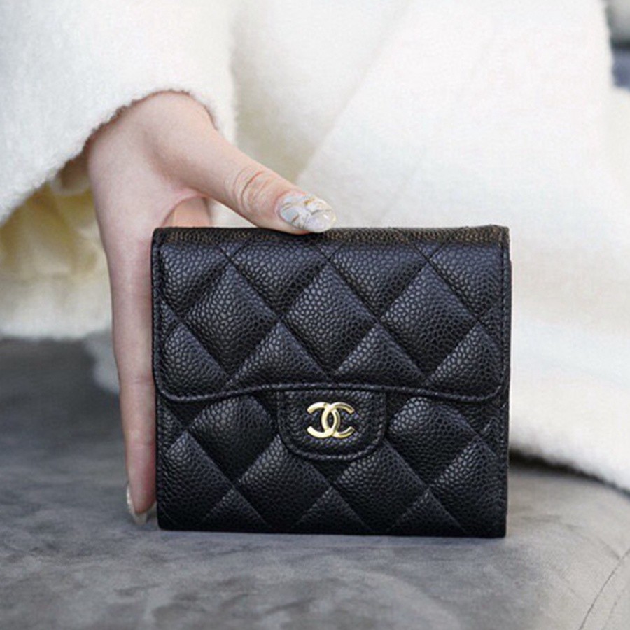 「Classic Flap」經典三折短夾 牛皮黑金_1