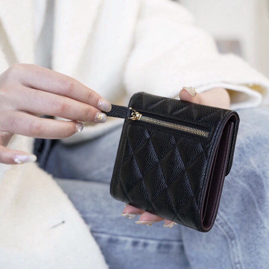 「Classic Flap」經典三折短夾 牛皮黑金_5