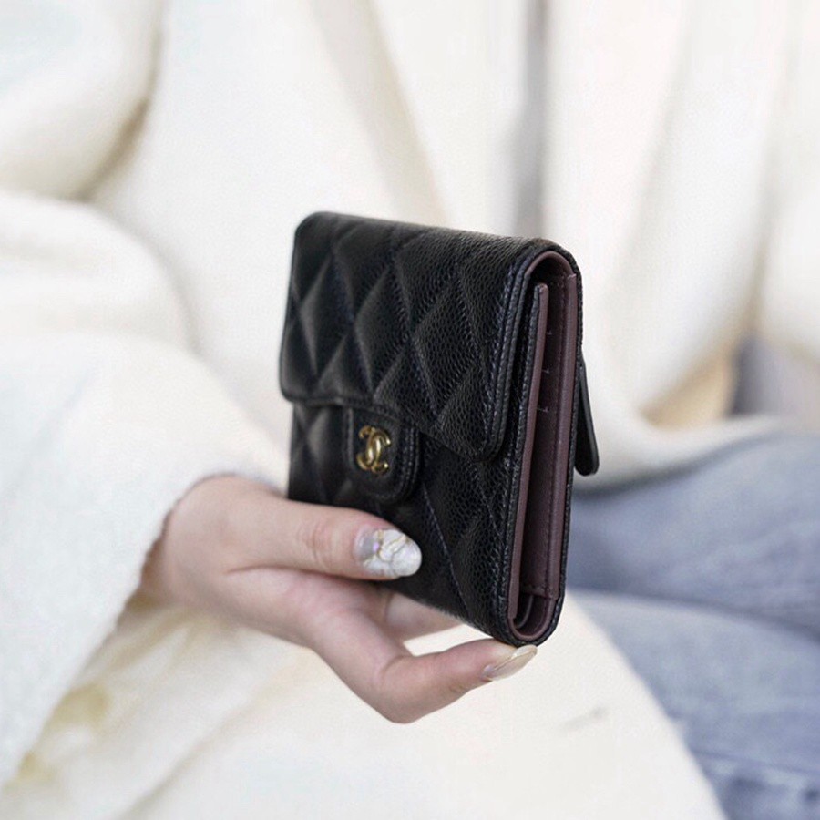 「Classic Flap」經典三折短夾 牛皮黑金_3