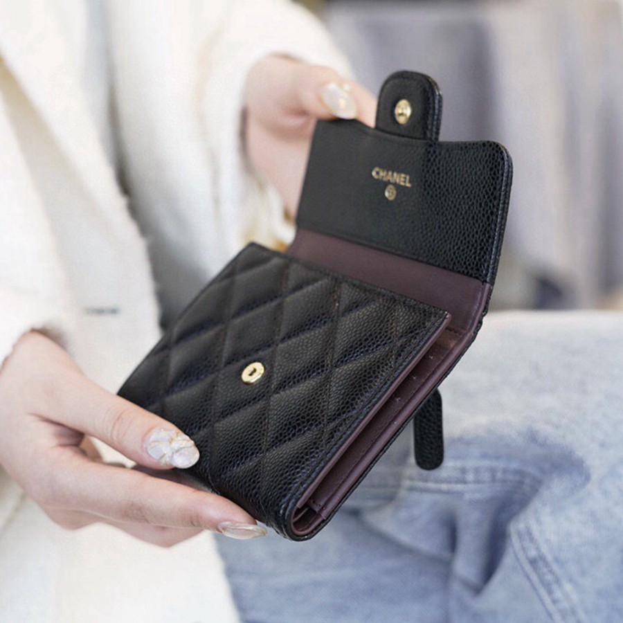 「Classic Flap」經典三折短夾 牛皮黑金_6