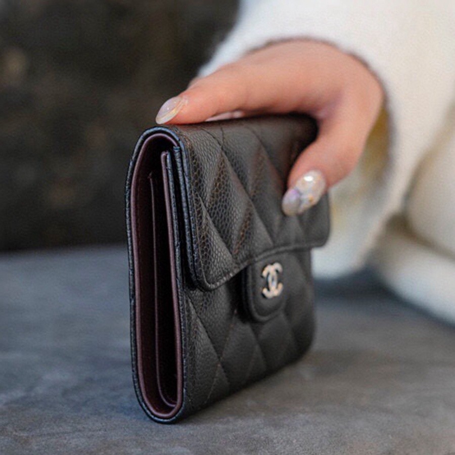 「Classic Flap」經典三折短夾 牛皮黑銀_2