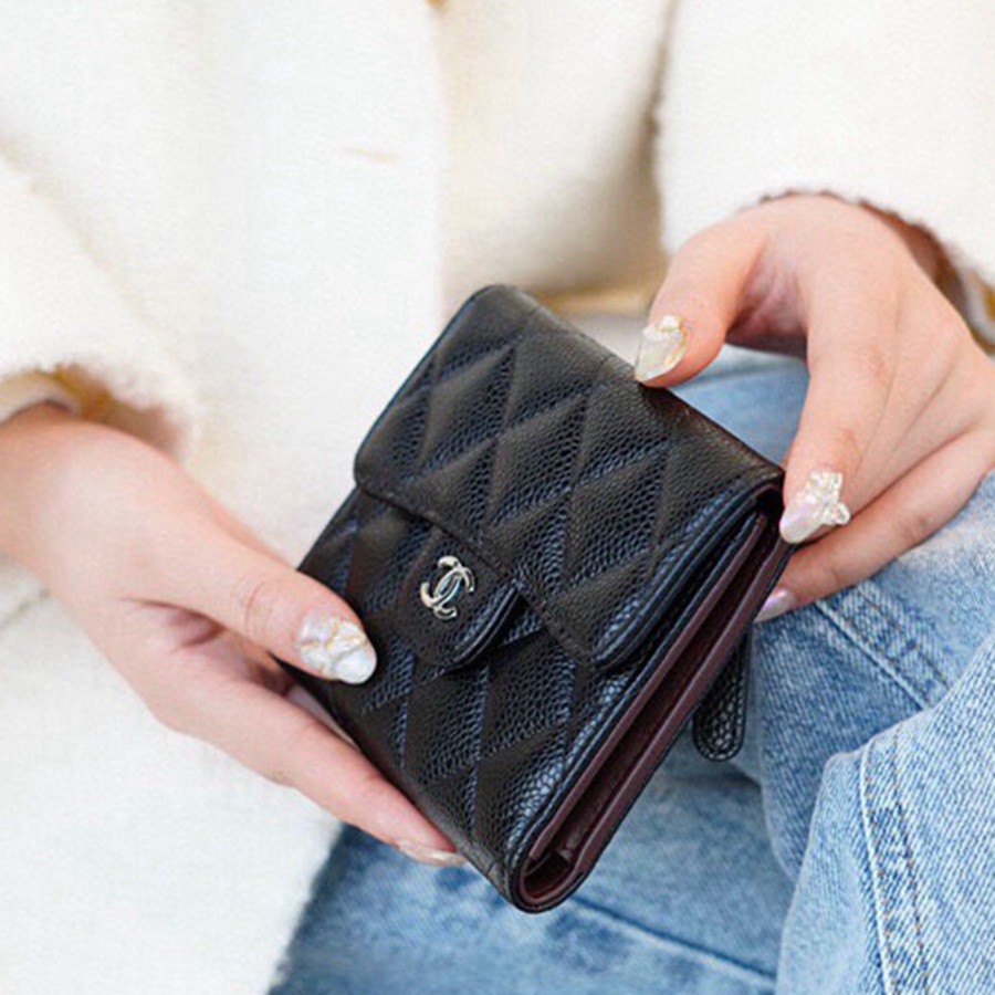 「Classic Flap」經典三折短夾 牛皮黑銀_5