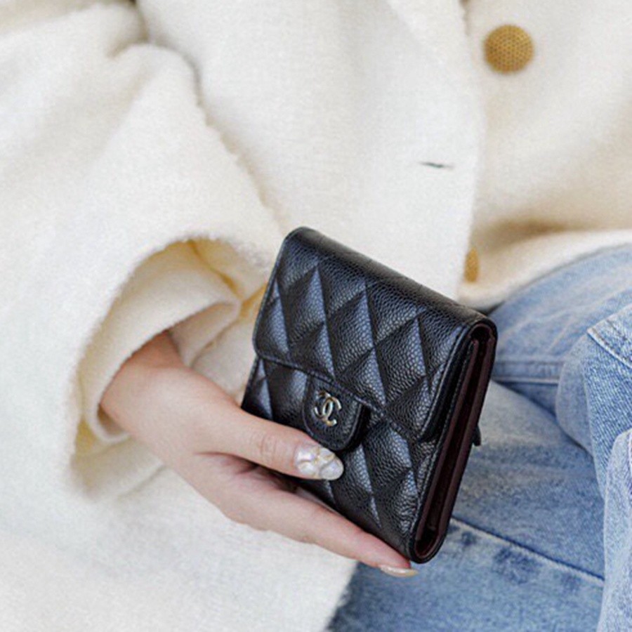 「Classic Flap」經典三折短夾 牛皮黑銀_6