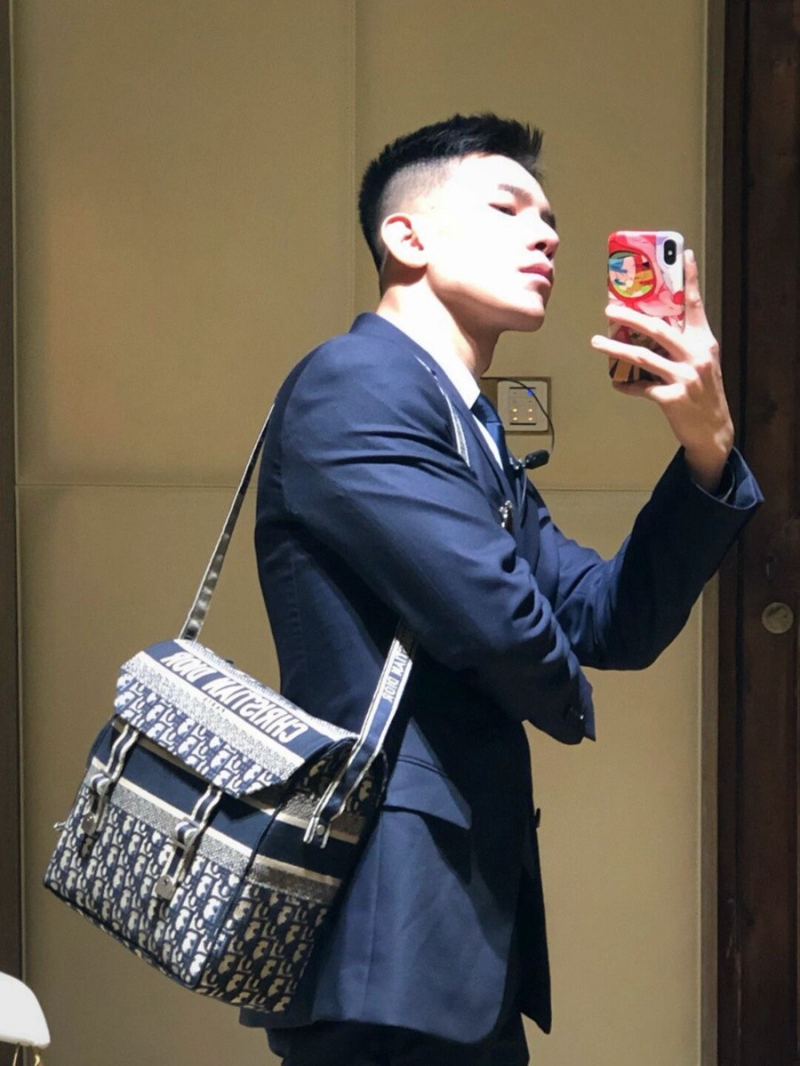 DIOR CAMP 手袋藍色刺繡 Oblique 印花_9