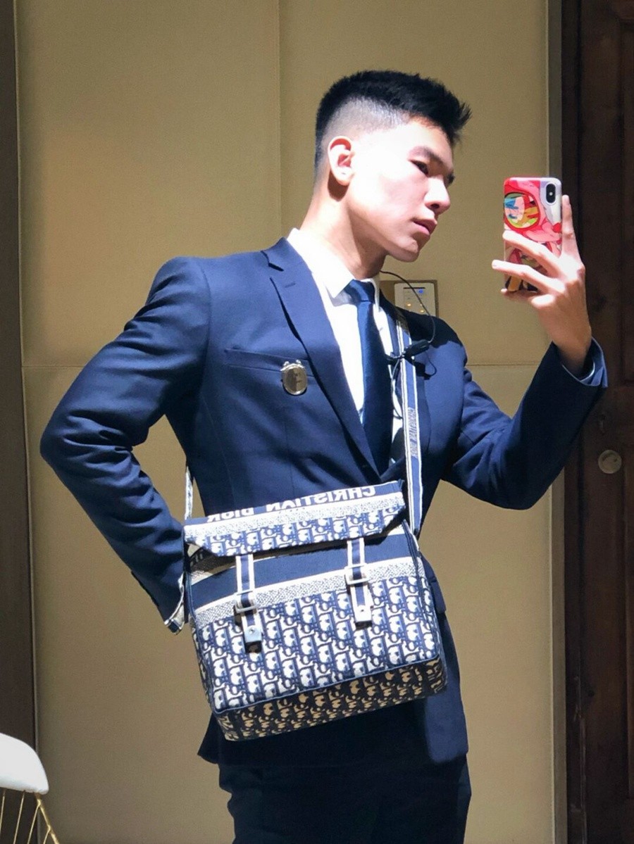 DIOR CAMP 手袋藍色刺繡 Oblique 印花_10