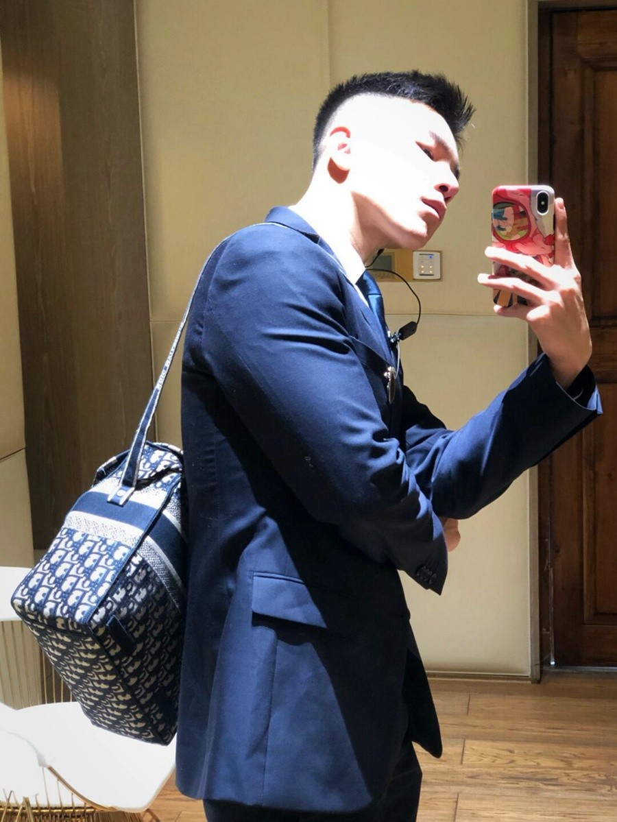 DIOR CAMP 手袋藍色刺繡 Oblique 印花_11