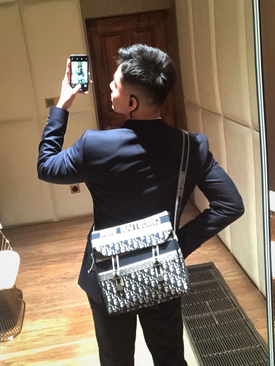 DIOR CAMP 手袋藍色刺繡 Oblique 印花_12